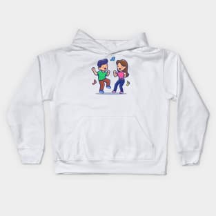 Couple Man And Woman Dancing With Music Kids Hoodie